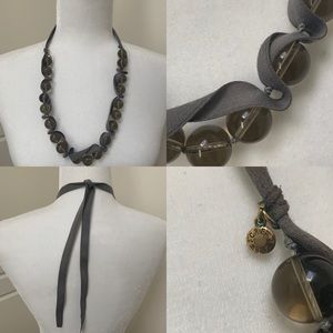 JCrew beaded ribbon necklace